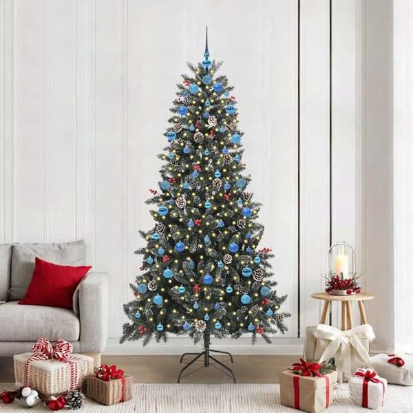 Kunstig juletræ - EKSKLUSIV HUS - Moderne - Grøn 210 cm - PVC & stål - LED USB Grön