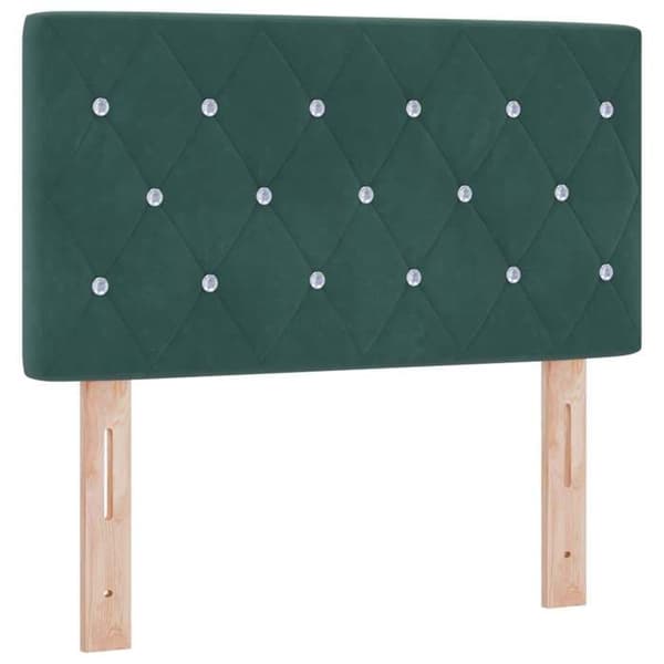Sängboxspring - MAISON EXCLUSIVE - Sängboxspring 90 x 190 cm - Mörkgrön sammet - Justerbar sänggavel - Mediumfast madrass Mörkgrön