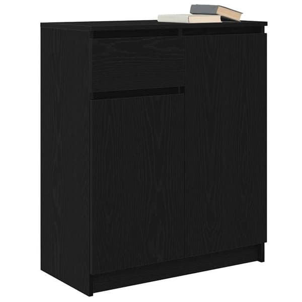 Maison Exclusive - Buffé med låda ek svart 71x35x84 cm ingenjörsträ