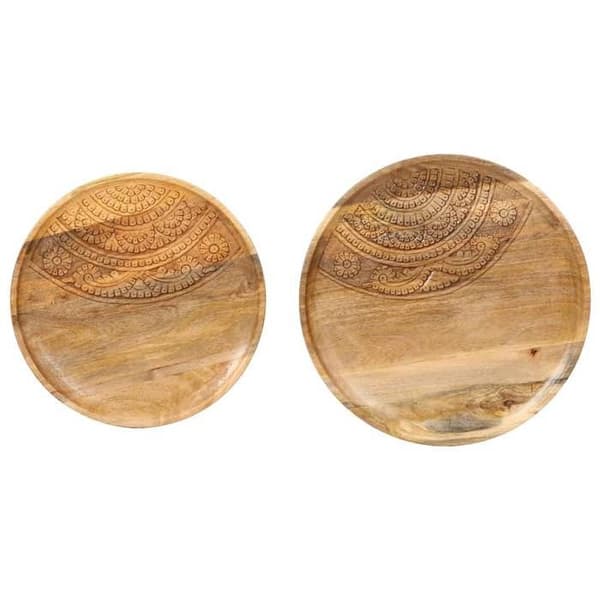 Maison Exclusive - Runde sideborde 2 stk Solid mangotræ og stål brun