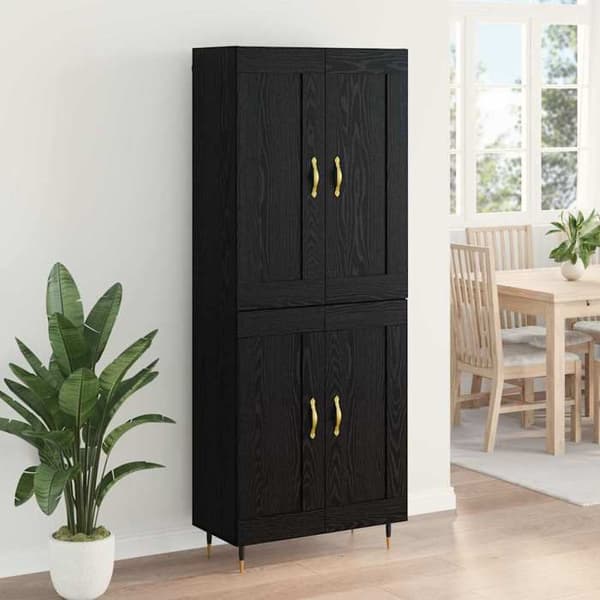 Dressoar - MAISON EXCLUSIVE - Rektangulär - Matt ingenjörsträ - 69,5 x 34 x 180 cm - Svarta metallben Mörkt trä