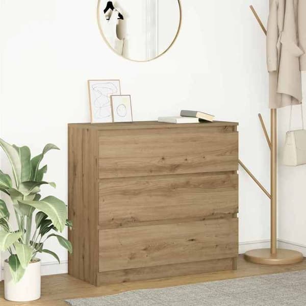 Maison Exclusive - Buffet i egetræ, håndlavet 80x35x76 cm, ingeniørtræ