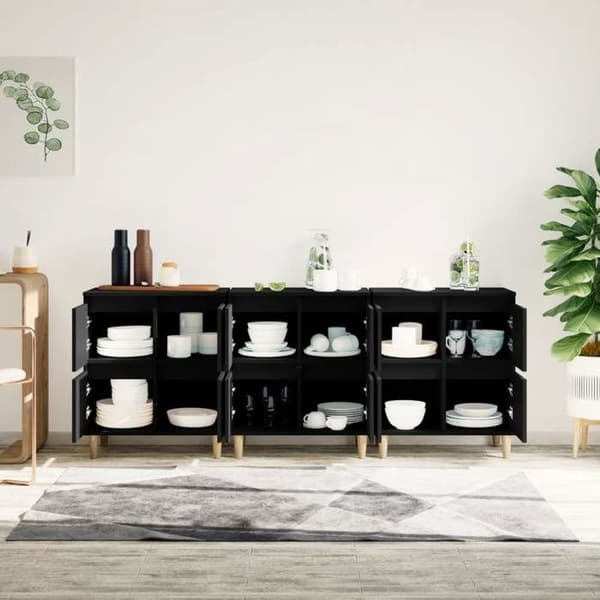 Maison Exclusive - 3 stk. buffet sort 60x35x70 cm ingeniørtræ