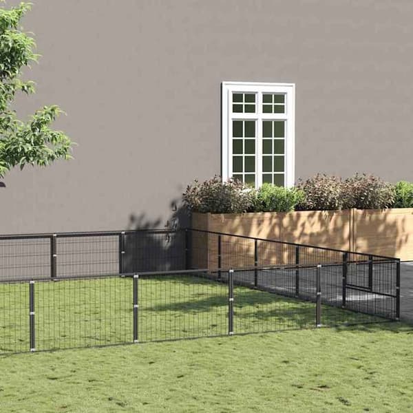 Chenil - Eksklusivt Hus - Sort - Robust Stål - 900 x 500 x 70 cm Svart