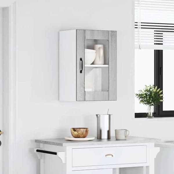 Maison Exclusive - Väggmonterad köksskåp med glasdörr Lucca sonoma grå