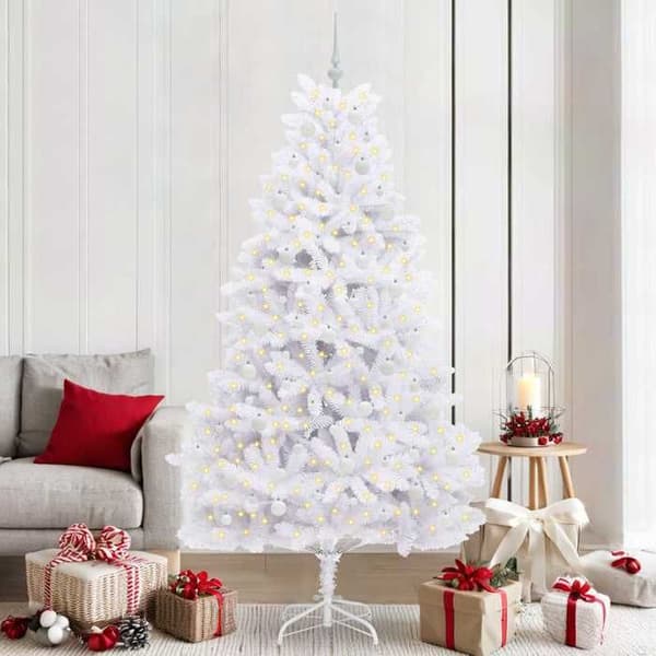 Kunstig juletræ - EKSKLUSIV HUS - Ledede grene 210 cm - Hvid - LED 8 tilstande - USB-strømforsyning Vit