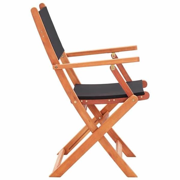 Maison Exclusive - Fällstolar, set om 4, i svart massiv eukalyptus och textilene
