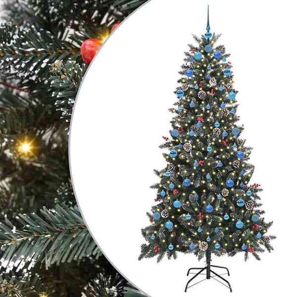 Kunstig juletræ - EKSKLUSIV HUS - Moderne - Grøn 210 cm - PVC & stål - LED USB Grön