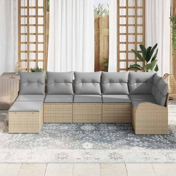 Trädgårdsmöbler - EXKLUSIVT HEM - Modulär - Beige - UV-beständig polyrotting - 7 delar beige