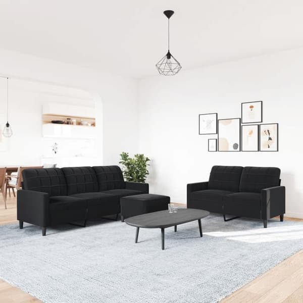 Maison Exclusive - 3 kpl:n sohvasetti tyynyillä, musta sametti