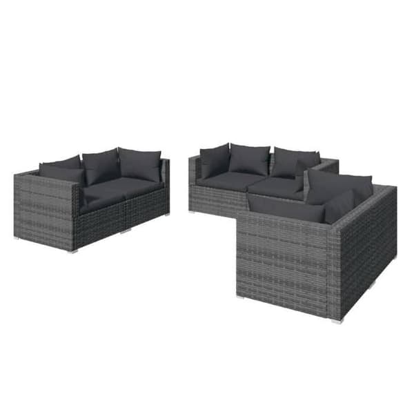 Maison Exclusive - Trädgårdsmöbler 6 delar med kuddar, flätad resin, grå