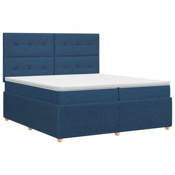 Maison Exclusive - Boxspring seng med madras Blå 200 x 200 cm Stof Blå