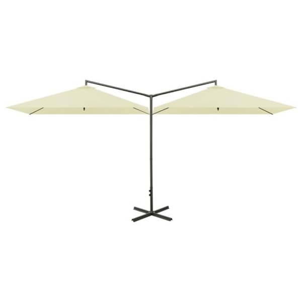 Hus Dobbelt parasol med stålstang Sand 600x300 cm Beige