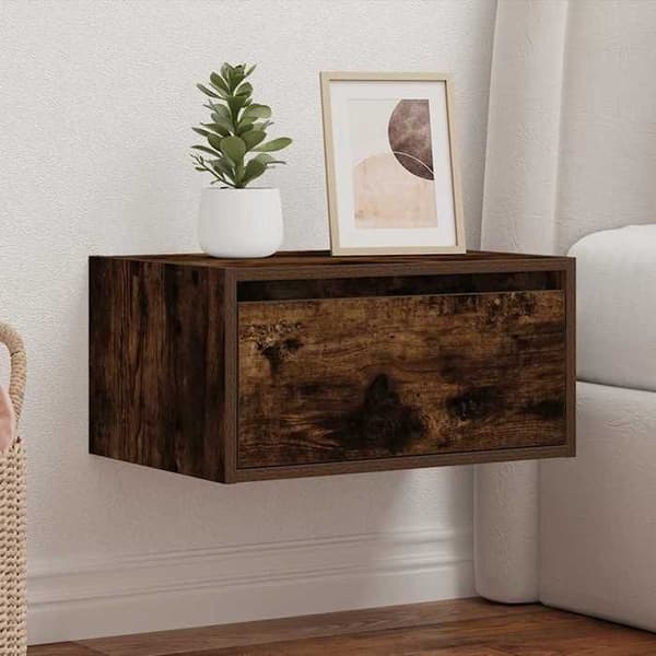 Maison Exclusive - Väggmonterad sängbord med LED-lampor rökt ek