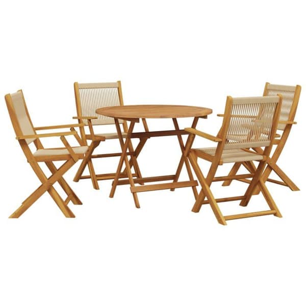 Maison Exclusive - 5-osainen beige polypropeeni- ja puutarhapöytäryhmä