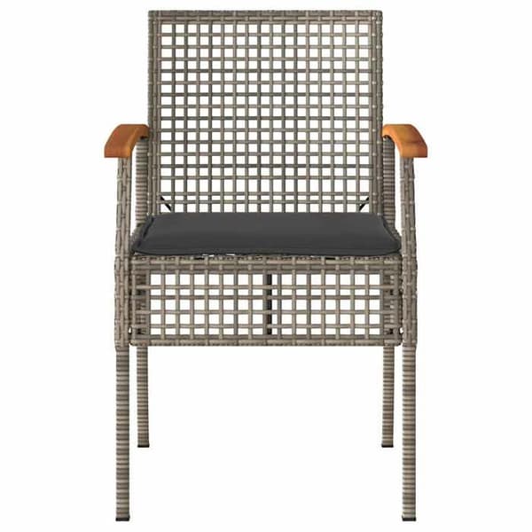 Maison Exclusive - Trädgårdsstolar med kuddar, set om 2, grå, flätad resin, akacia grå