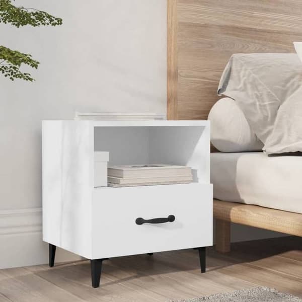 Maison Exclusive - Hvid natbord i ingeniørtræ Vit
