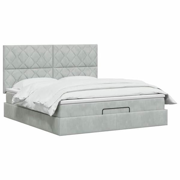 Sängsoffa - MAISON EXCLUSIVE - Sängsoffa - 140 x 200 cm - Ljusgrå sammet - Förvaringssoffa Ljusgrått