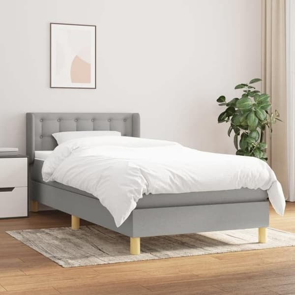 Maison Exclusive - Seng med lameller og madras Lys grå 80x200 cm Stof