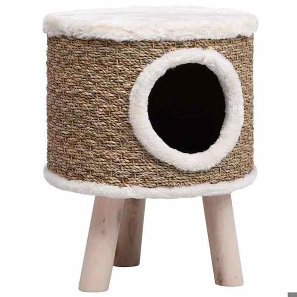 Maison Exclusive - Hus til kat med træben 41 cm Havplanter kastanj