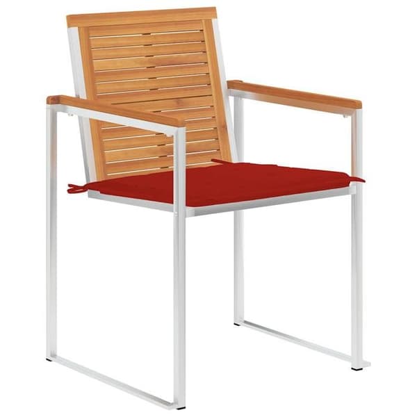 Maison Exclusive - Trädgårdsstolar med kuddar, set om 2, av solid akacia och stål