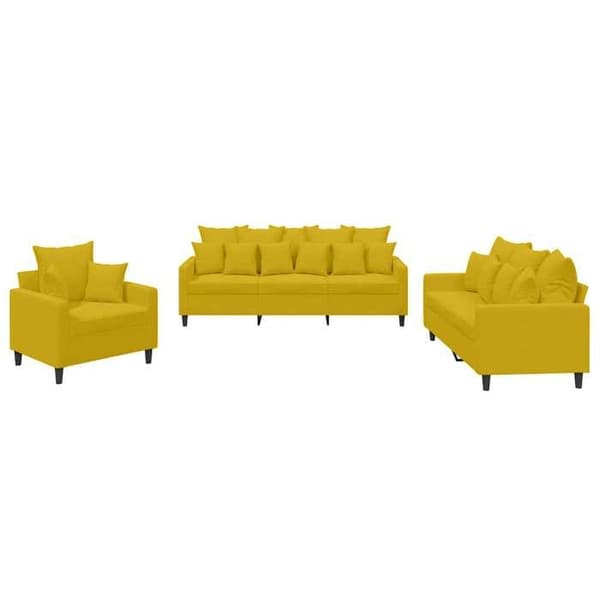Maison Exclusive - 3-delars soffgrupp med kuddar i gul sammet Gul (sammet)