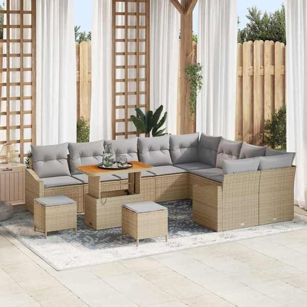 Maison Exclusive - 12 pc havegruppesæt i beige polyrotin beige