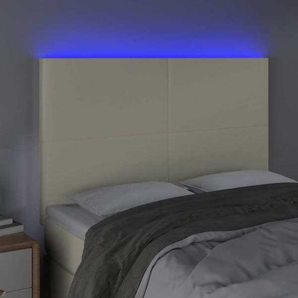 Maison Exclusive - LED Hovedgærde Creme 144x5x118/128 cm Simililæder