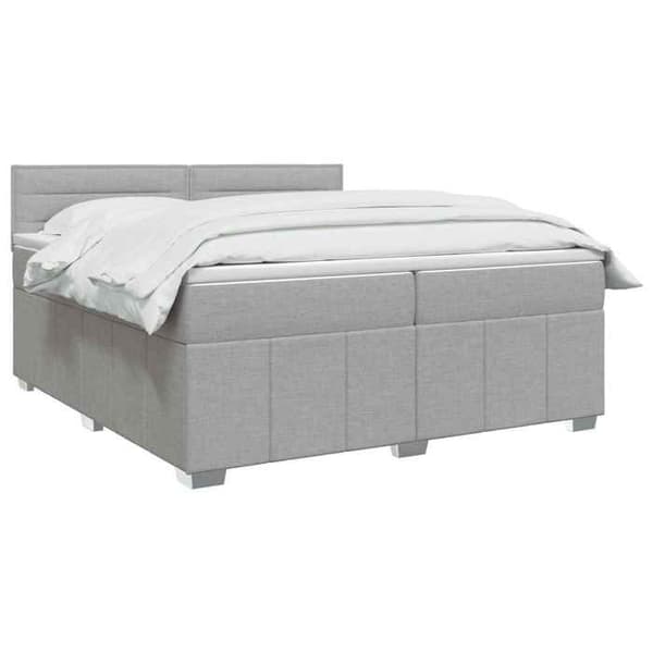 Maison Exclusive - Boxspring-sänky vaaleanharmaalla patjalla 200 x 200 cm Kangas Ljusgrått