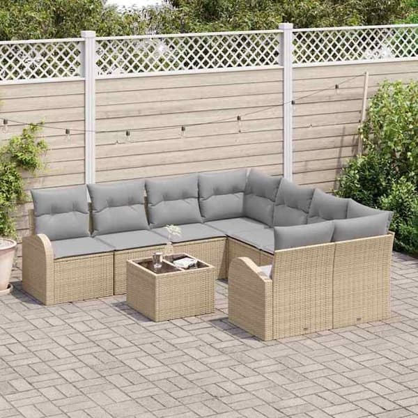 Trädgårdsmöbelset - EXKLUSIV HEM - 9 delar - Beige - Poly rattan - Modulär beige