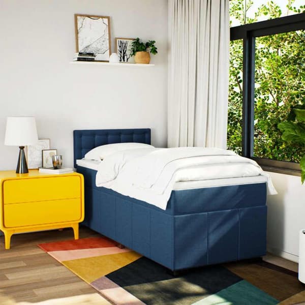 Maison Exclusive - Sengestel med springmadras Blå 90x200 cm Stof