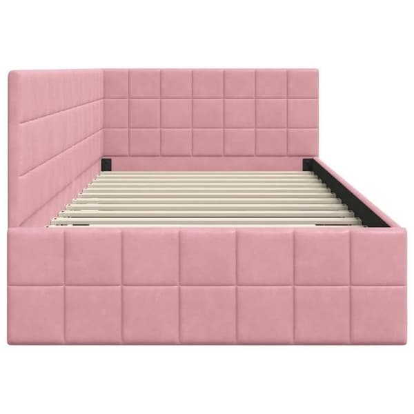Maison Exclusive - Hörnsängram Rosa 100 cm x 200 cm Sammet