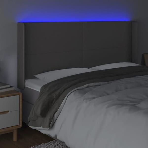 Maison Exclusive - LED Hovedgærde Grå 183x16x118/128 cm Syntetisk Læder