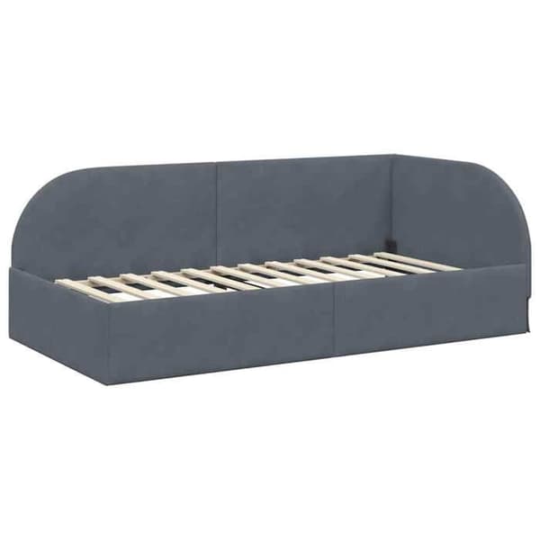 Hjørnesengramme - EKSKLUSIV HUS - L-formet - Velour - 90x200 cm - Mørkegrå Mörkgrå
