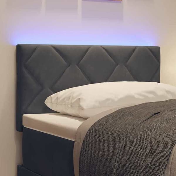 Sänggavel - EXKLUSIV HEM - Sammet - Mörkgrå - 80 cm - Inbyggd RGB LED Mörkgrå