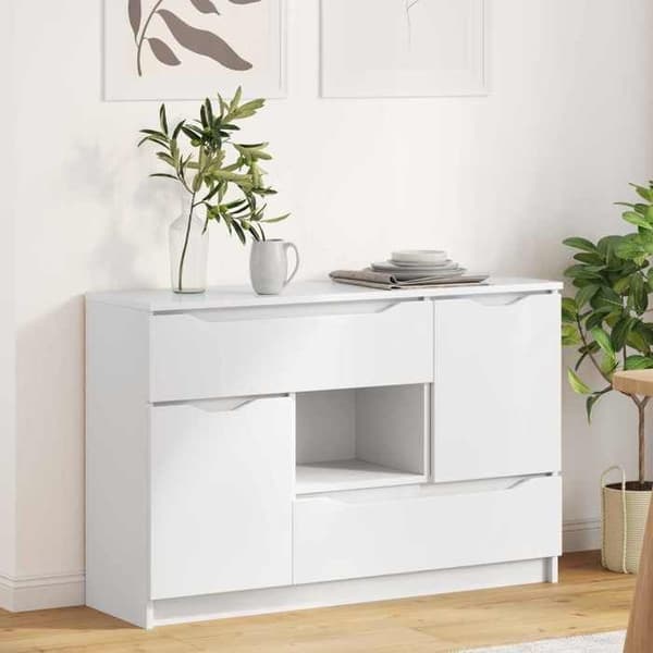 Buffet - EKSKLUSIVT HUS - 100 x 30 x 65,6 cm - Hvid - Ingeniørtræ - Moderne design Vit