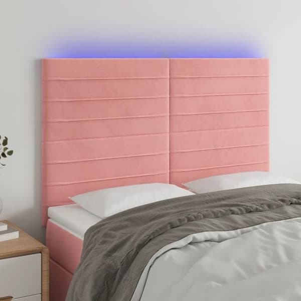 Maison Exclusive - LED Hovedgærde Rosa 144x5x118/128 cm Velour Ros