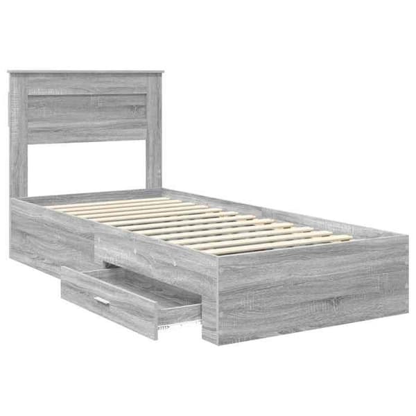Maison Exclusive - Sängram Grå Sonoma 90 x 190 cm Ingenjörsträ