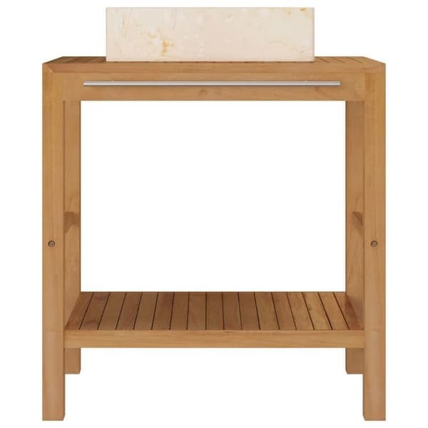 Maison Exclusive - Solid teak badeværelse skab med creme marmor vask Kräm (marmor)