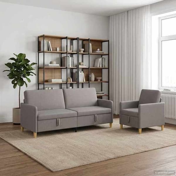 Maison Exclusive - Soffa med förvaring 2 st Taupe Polyester