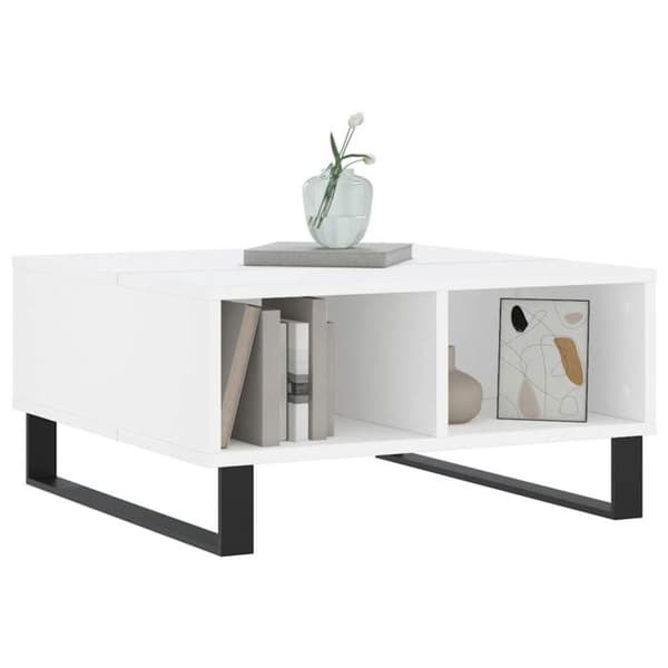 Maison Exclusive - Låg bord vit 60x60x30 cm ingenjörsträ