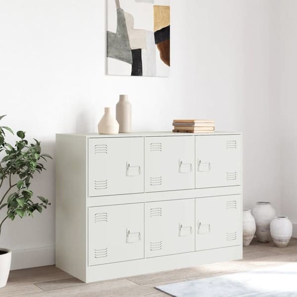 Maison Exclusive - Hvidt buffet 99x39x73 cm stål Vit
