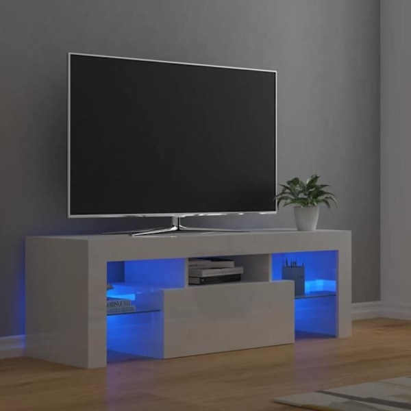 Vitt TV-skåp med LED-lampor - Modern design - 120x35x40 cm Vit