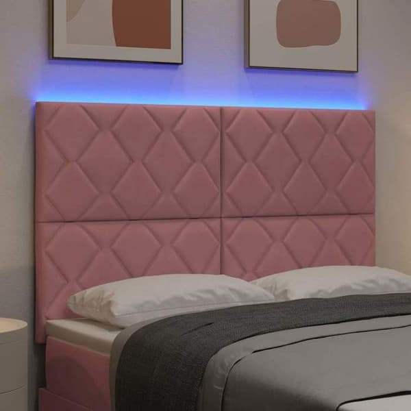 Maison Exclusive - LED-huvudgavel Rosa 144 cm Sammet