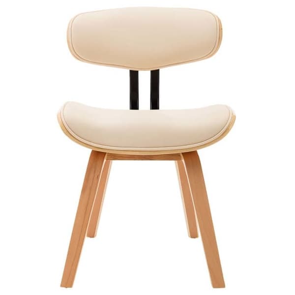 Maison Exclusive - Matstolar set om 6 krämfärgad böjd trä och konstläder Grädde + brun