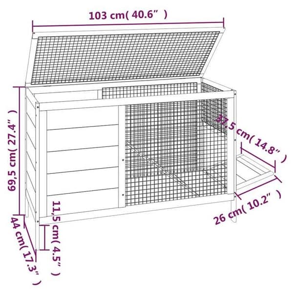 Maison Exclusive - Harmaa Clapier 103x44x69,5 cm massiivipuusta grå