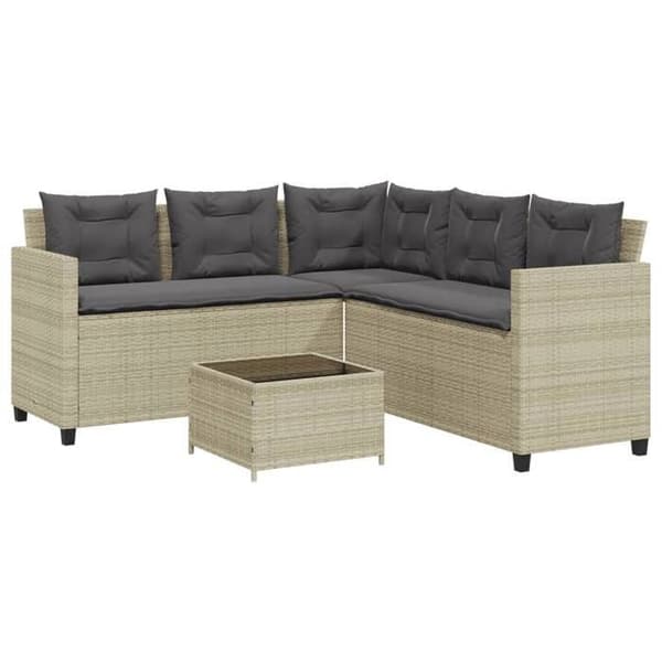 Maison Exclusive - L-formad grå ljus trädgårdsoffa med bord och kuddar