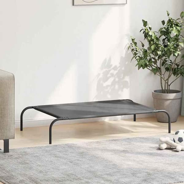 Maison Exclusive - Upphöjd hundsäng grå 110x65x20 cm textilène och stål Grå