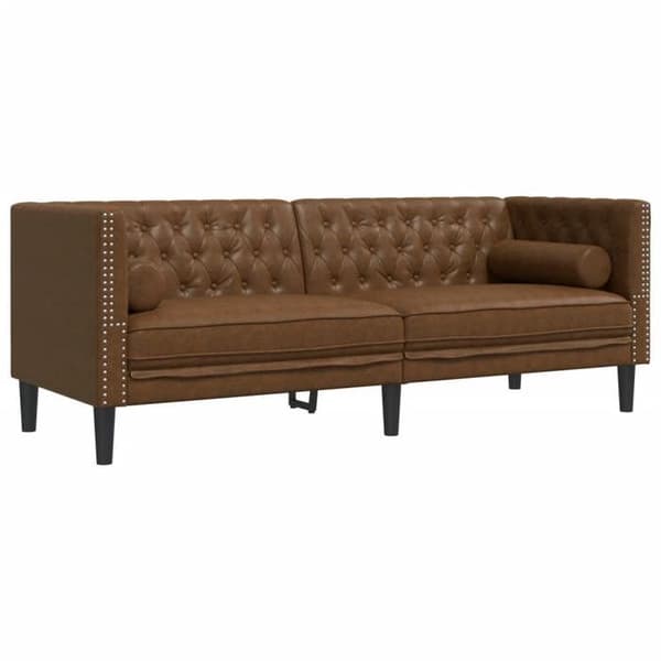 Maison Exclusive - Chesterfield-soffgrupp med 2 st kuddar i brunt brun