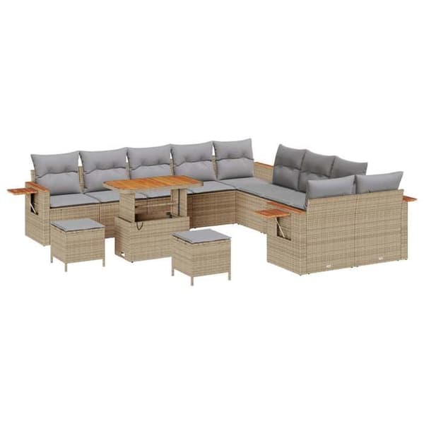 Maison Exclusive - 13 osan beige polyrottinkinen puutarhakalustesetti